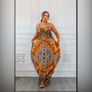 Elegant Animal Print Maxi Dress